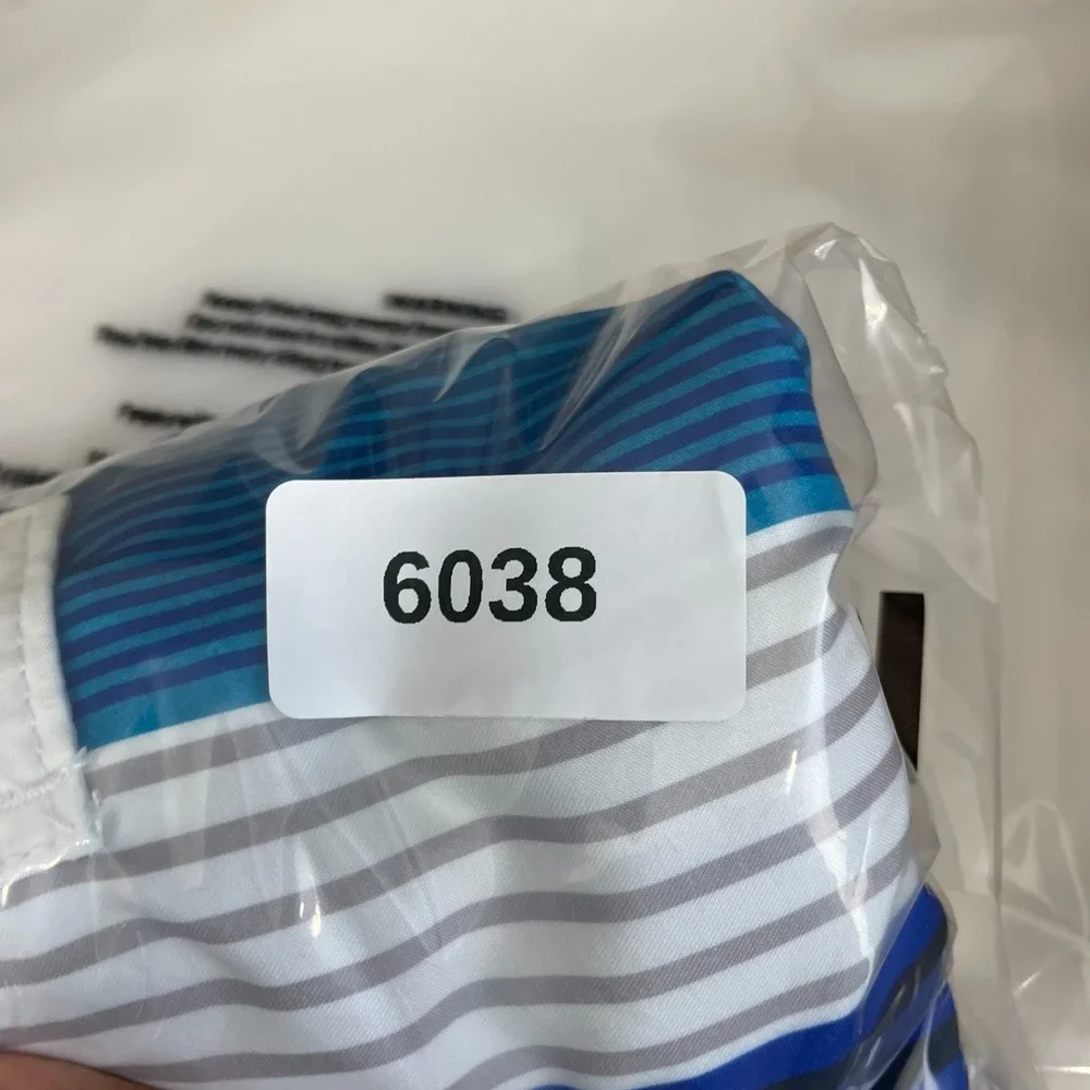 Ocean Pacific OP Swim Trunks Men XL White Blue Striped Lined Beach Surf